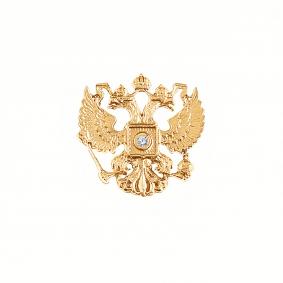 Золотой значок Герб Atoll с фианитом ЗСГерб РФ ЗСГерб РФ фото